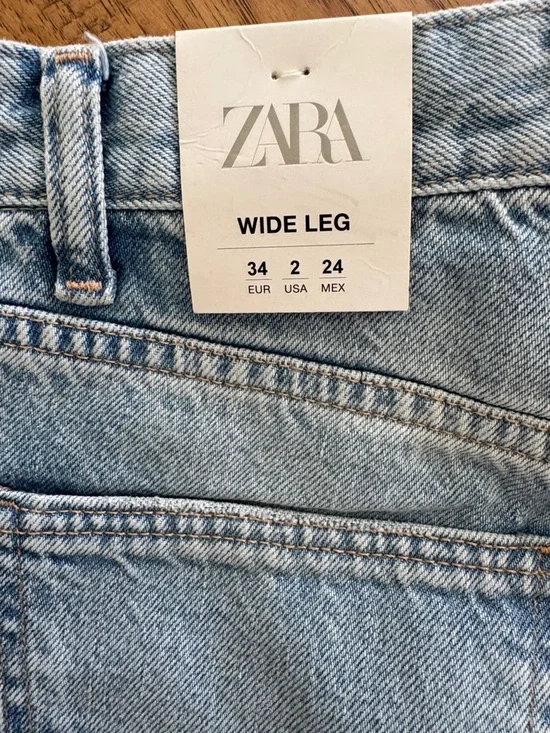 NWT ZARA HIGH-RISE WIDE KEG JEANS 2 - Picture 3 of 3